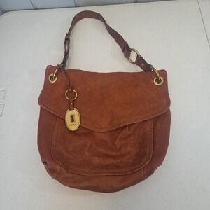 Fossil Long Live Vintage 1954 Brown Leather Messanger Crossbody Hobo Bag Purse